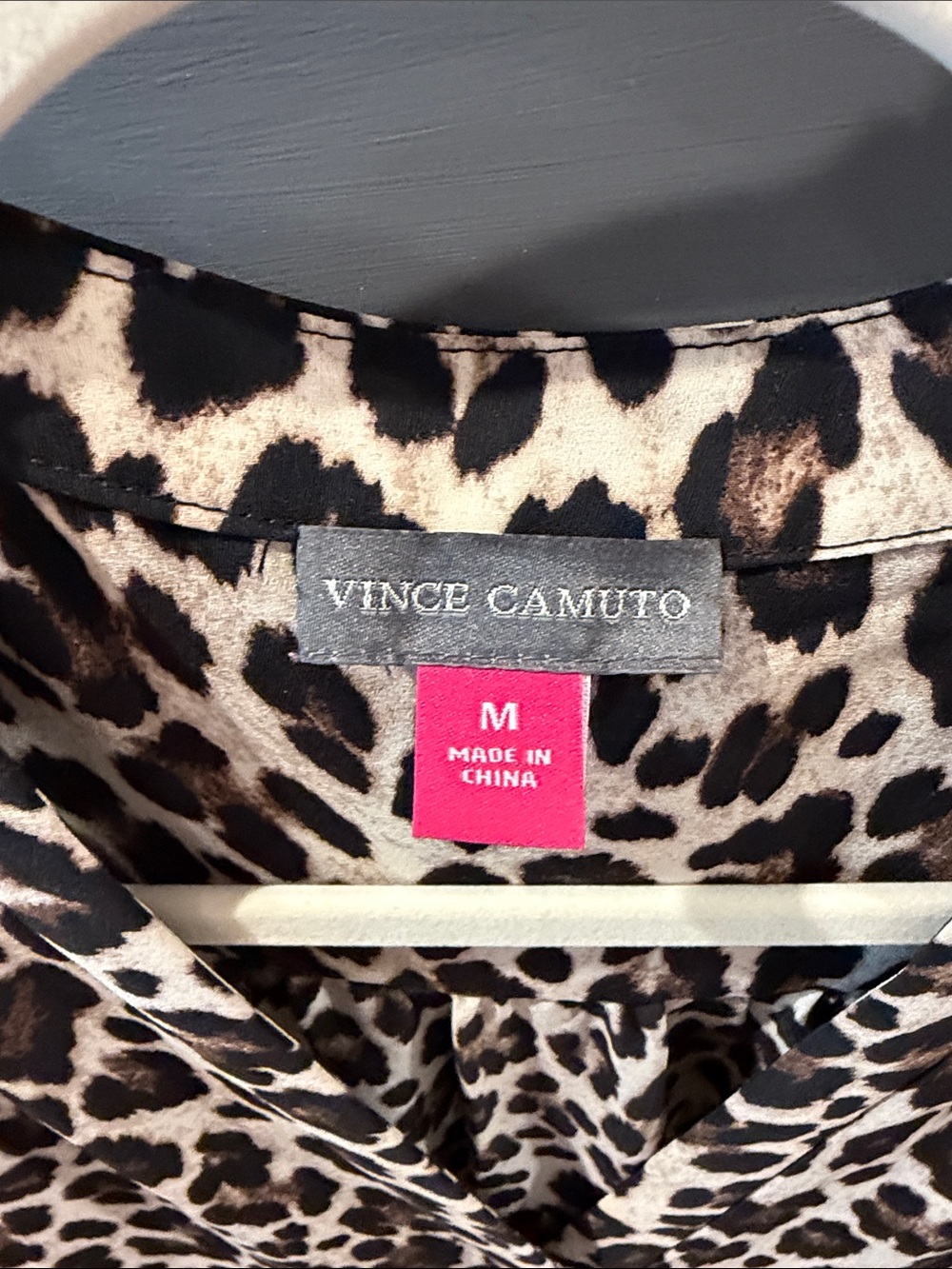 Vince Camuto Leopard Print Sleeveless V-Neck Top - Tan & Black - Picture 2 of 4